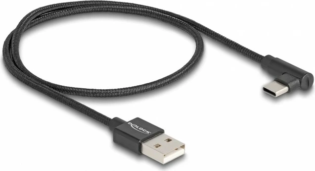 Kabllo USB 2.0 DeLOCK, 0.5m, USB-A në USB-C, e zezë