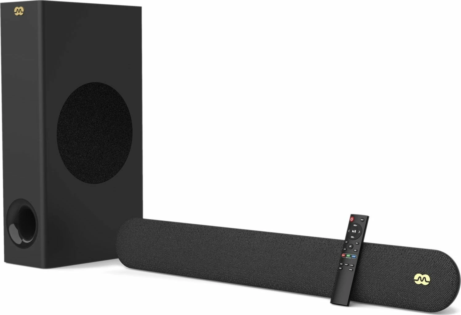 Soundbar Mozos Cinema 2.1 80W RMS/160W peak Bluetooth 5.0 HDMI ARC, e zezë, set me subwoofer + telekomandë
