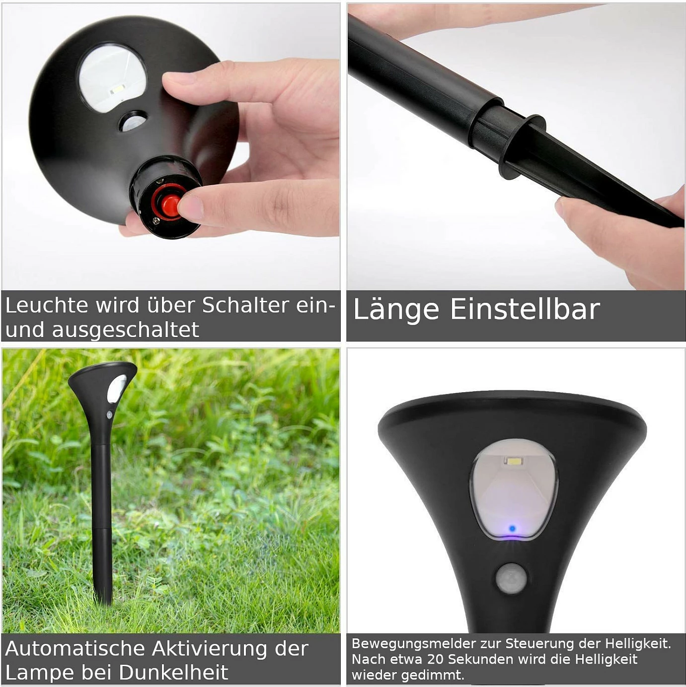 Lampë kopshti solare LED Synergy21, set 2 copë, me bateri, e zezë