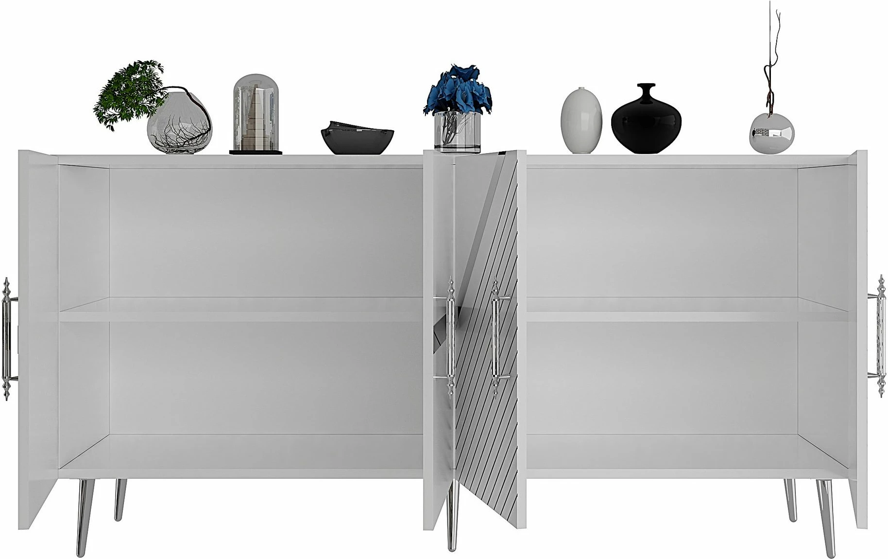 Konsol Skye Decor, Fuga KB150, e bardhë, argjend