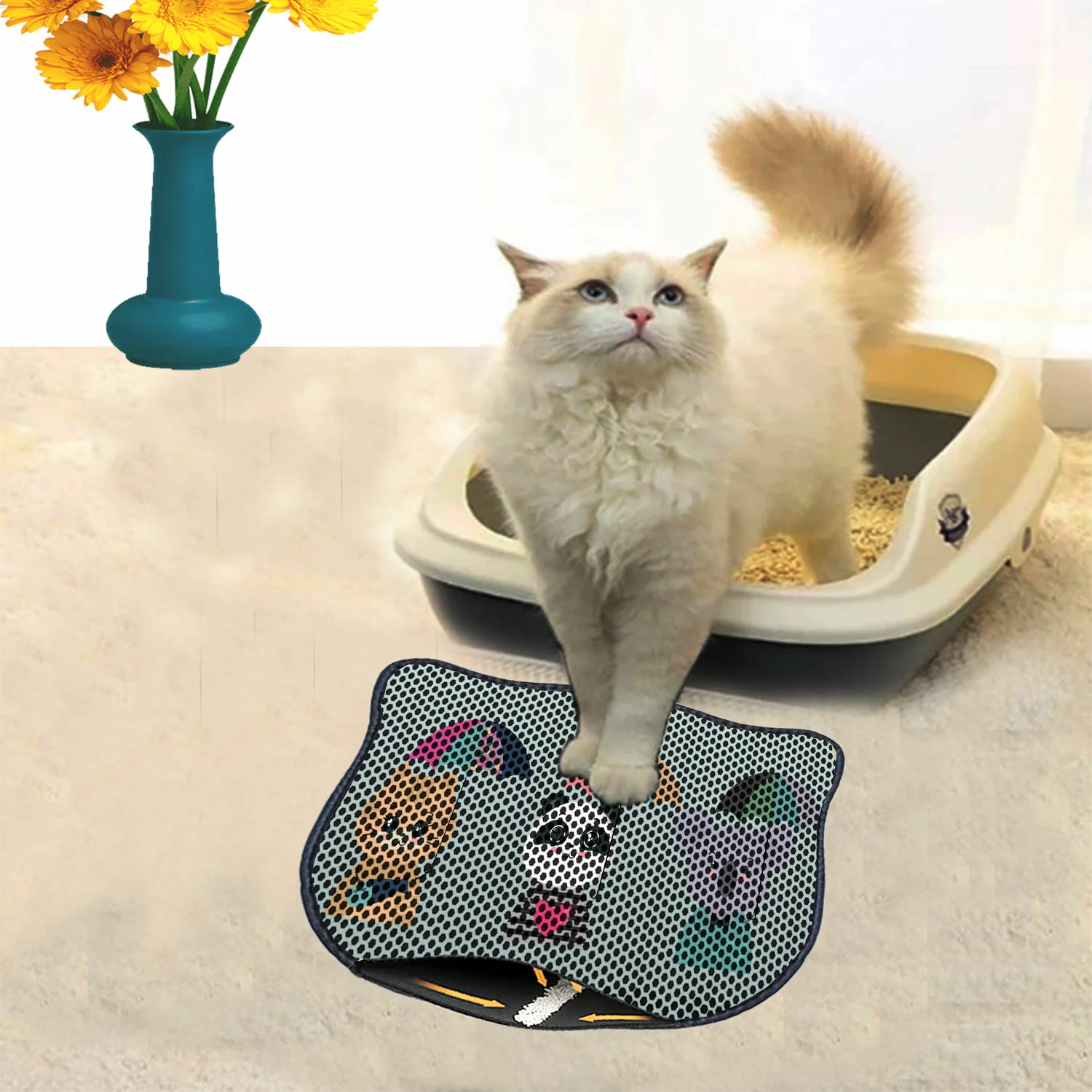 Tapet për rërë mace, Paws & Whiskers, Kdkafa0200, shumëngjyrësh, 40x50cm