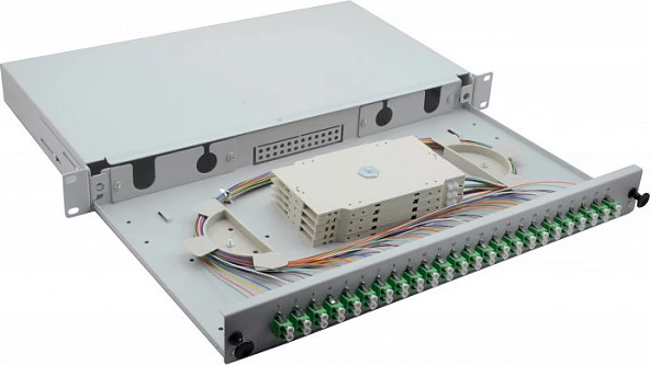 Patch panel fibra optike Helos 375554, 1U 19", 24x LC/APC, Gri