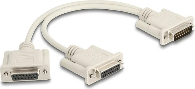 Kabllo splitter DeLOCK 65833 DB-15 (VGA) 1x mashkull ne 2x femër, 0.3m, bezhë