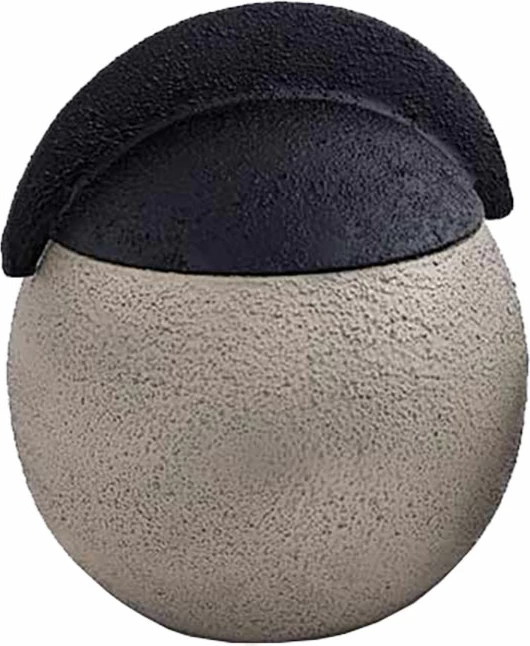 Vazo dekorative me kapak, teksturë balte dhe e zezë, alumin, 20x20x24cm