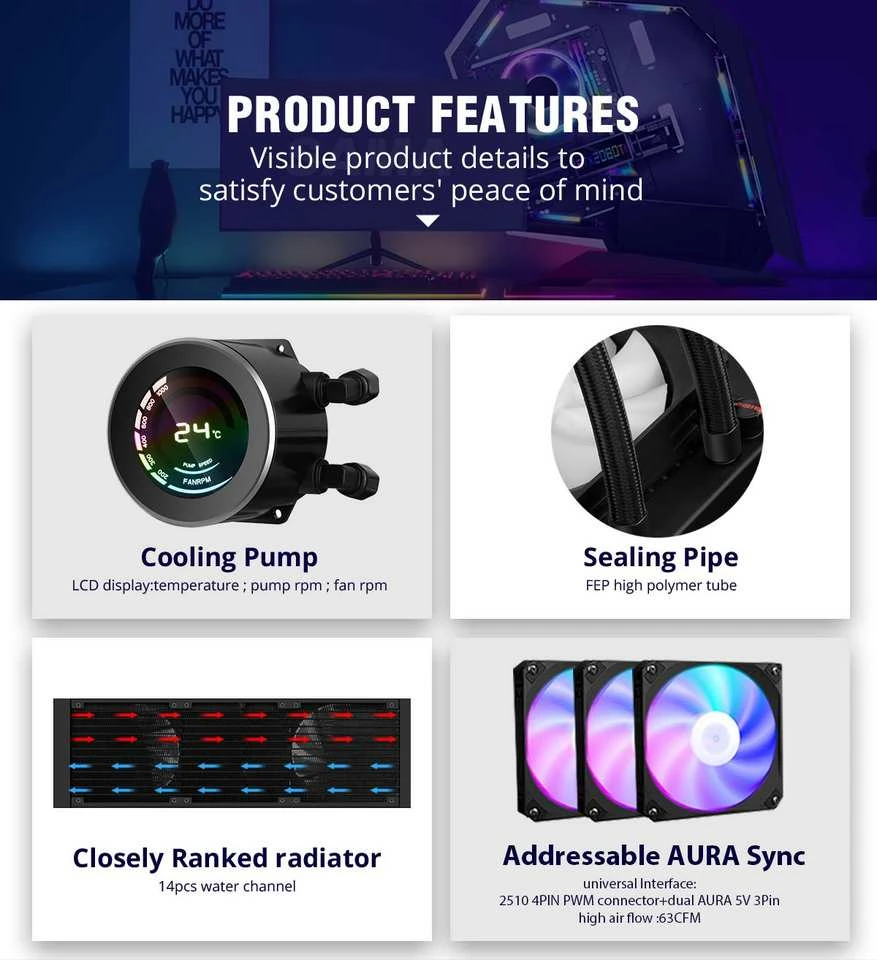 Ventilator Ftohës Me Ujë Për Kompjuter SAMA T360MM white (Bardhë)