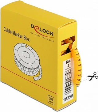 Marker kabllosh DeLOCK No. 4, për kabllo 4–5 mm, 500 copë, e verdhë