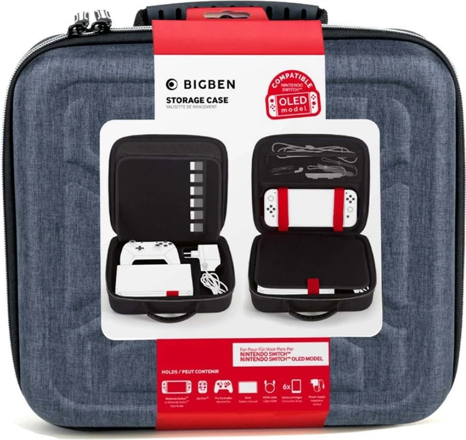 Kasë ruajtëse BigBen Storage Case për Nintendo Switch OLED, gri