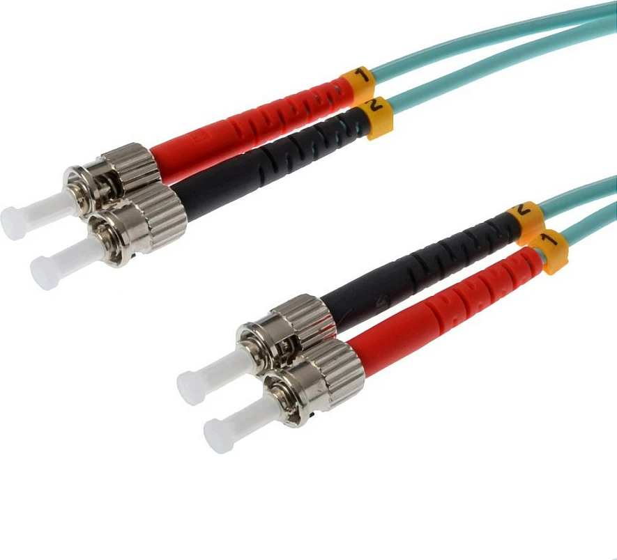 Kabllo patch fibër optike Helos OM3 Duplex ST-ST, 3m, LSZH, aqua