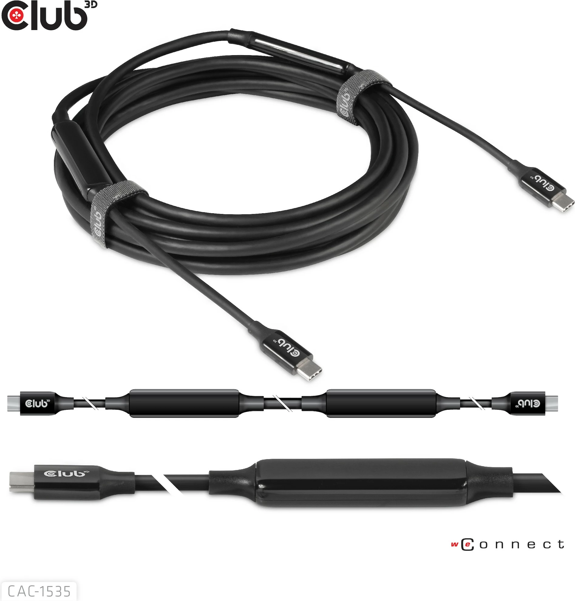 Kabllo USB-C Club3D 5m, USB 3.2 Gen 2, 60W, e zezë