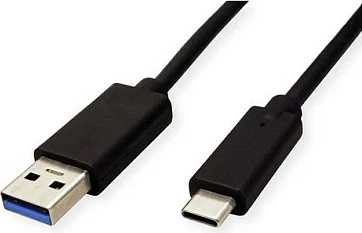 Kabllo USB ROLINE 11.44.9011, USB-A në USB-C, 1 m, USB 3.2 Gen 1 5 Gbit/s, e zezë
