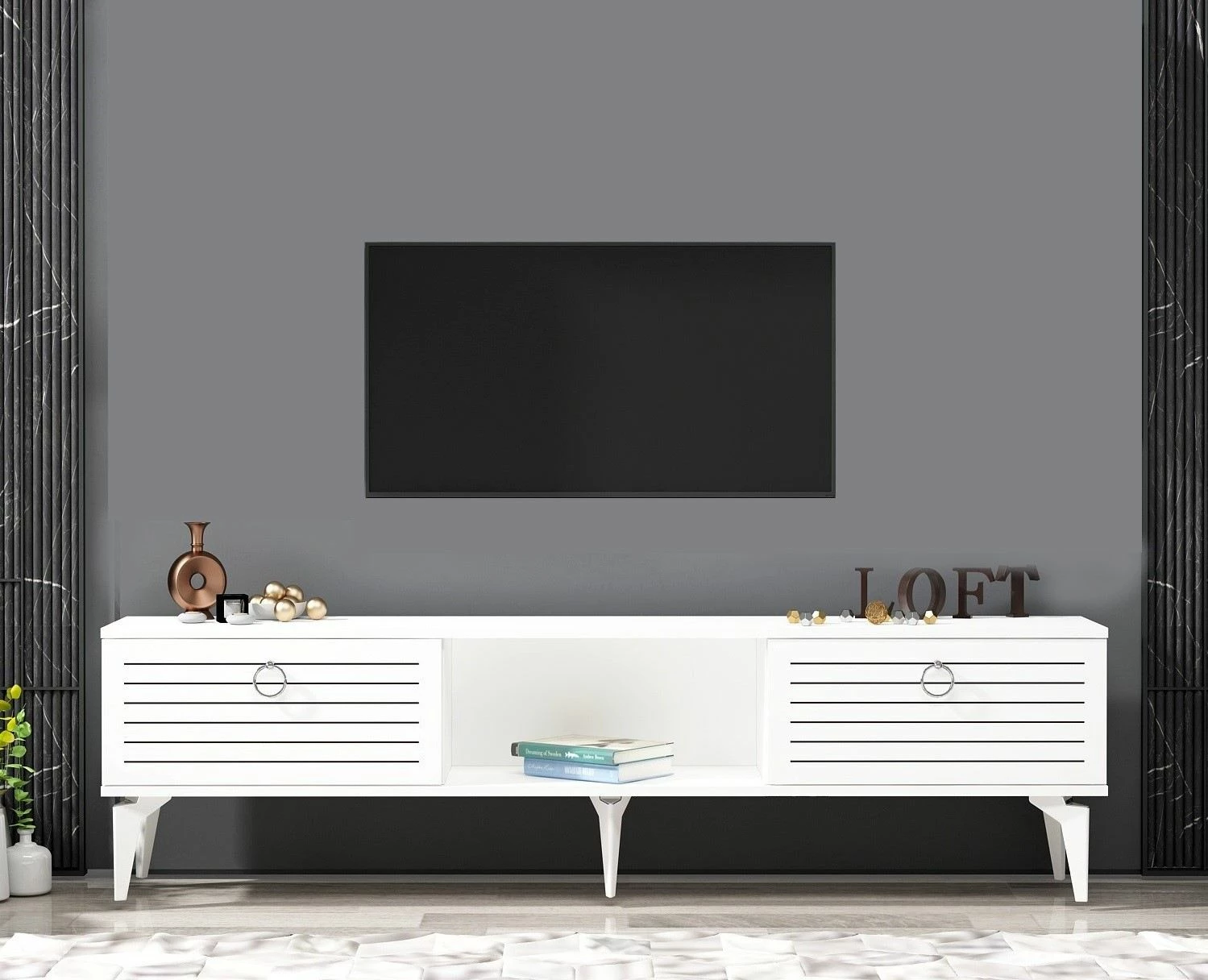 Komodë TV Skye Decor, Arona, e bardhë