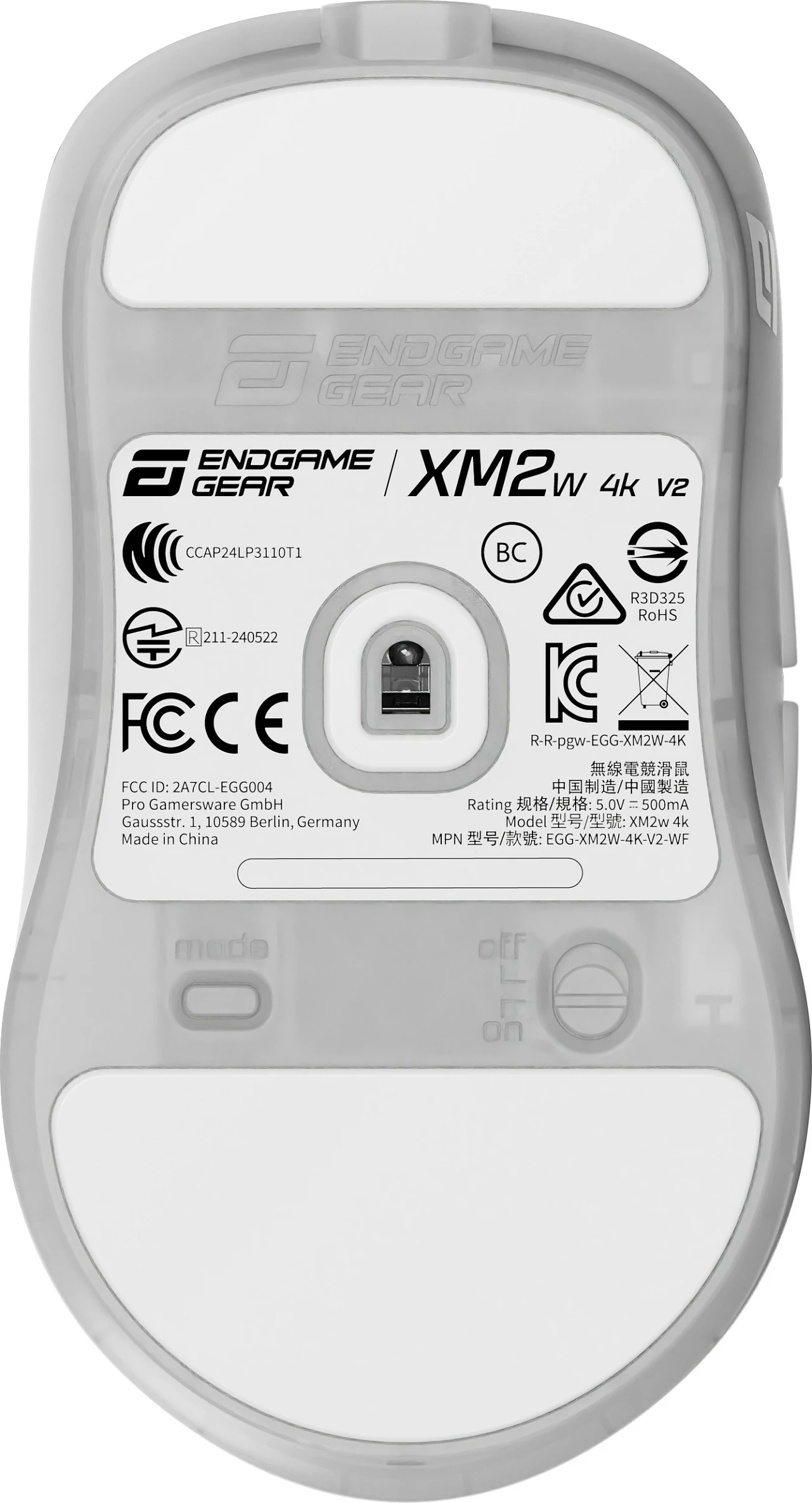 Maus gaming Endgame Gear XM2w 4K v2, pa kabllo, White Frost