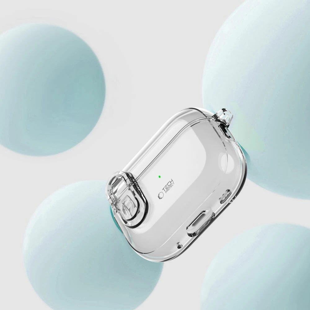 Mbështjellës Tech-Protect Slim Hook për AirPods 1/2, Transparent