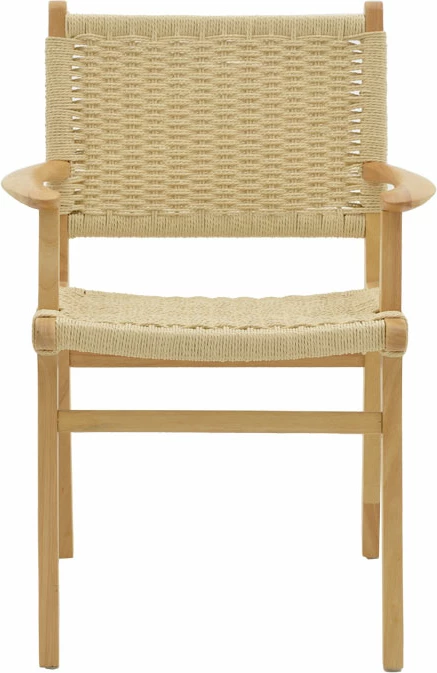 Karrige me krahë Olivier, dru fagu natyral, litar natyral, 62x60x85cm, set prej 2 copë