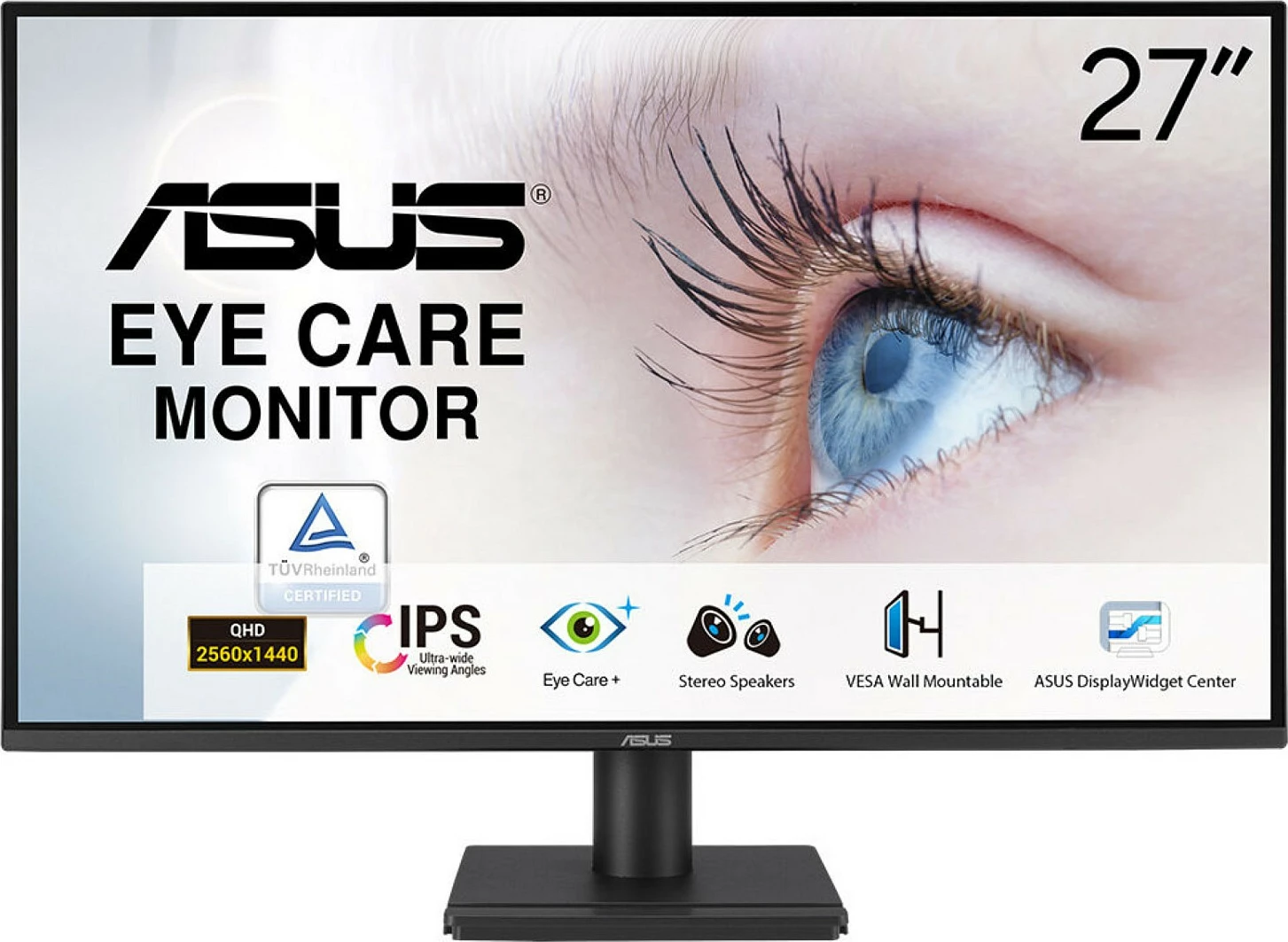 Monitor ASUS VA27AQ, 27", QHD 2560x1440, IPS, 75Hz, me altoparlant, i zi