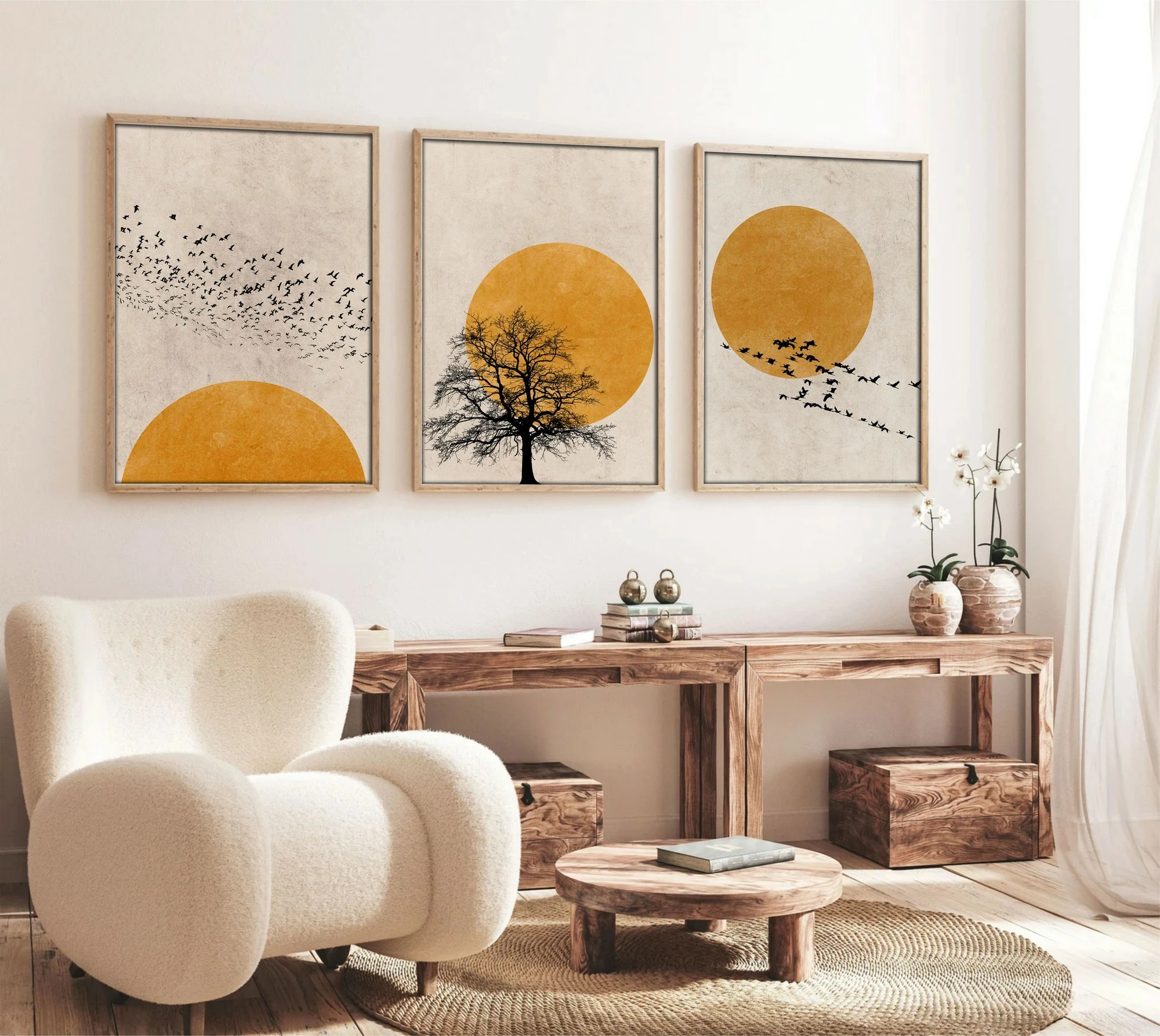Pikturë dekorative me kornizë MDF (3 copë), Wallity, Huhu147, 20x30cm