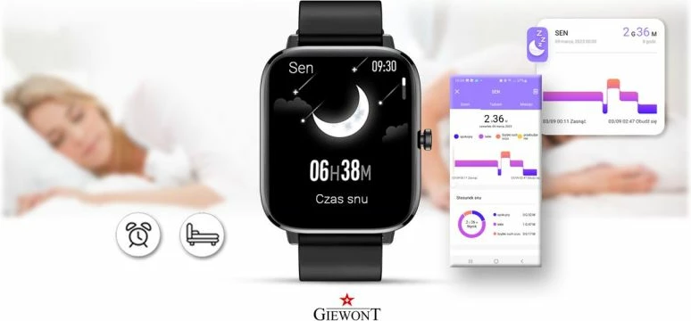 Smartwatch Giewont për femra, i zi