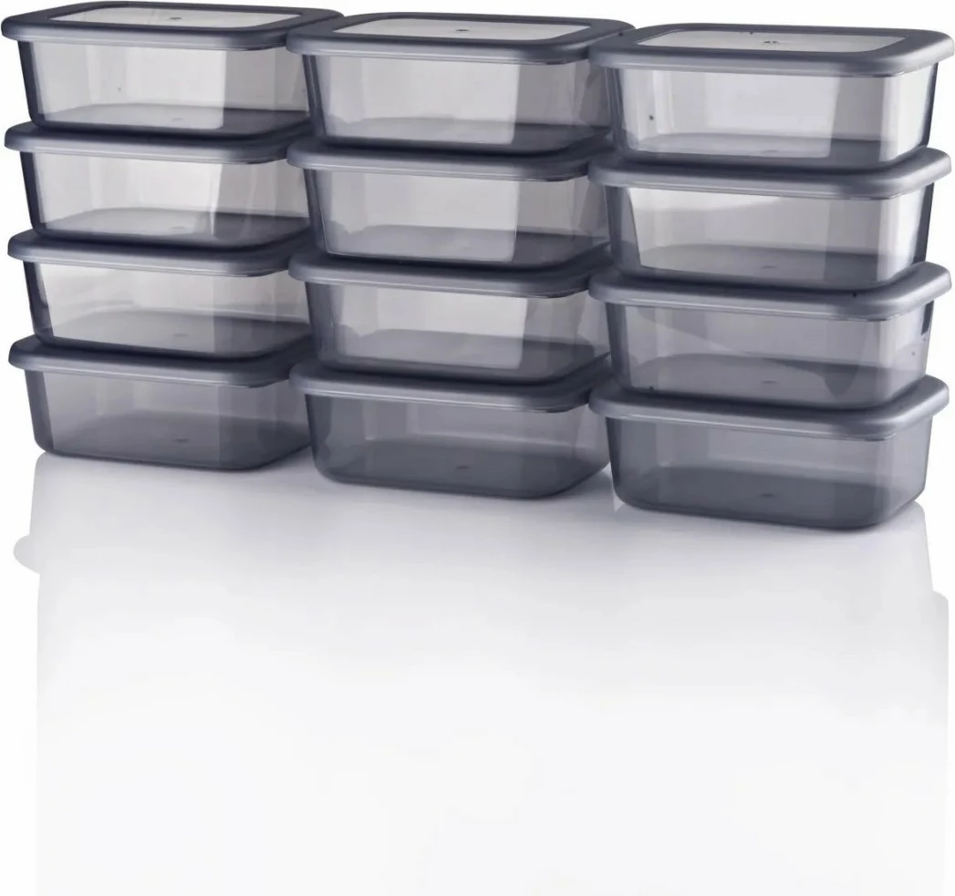 Set kuti plastike për organizim (12 copë), Hermia Concept, anthracite, 250ml