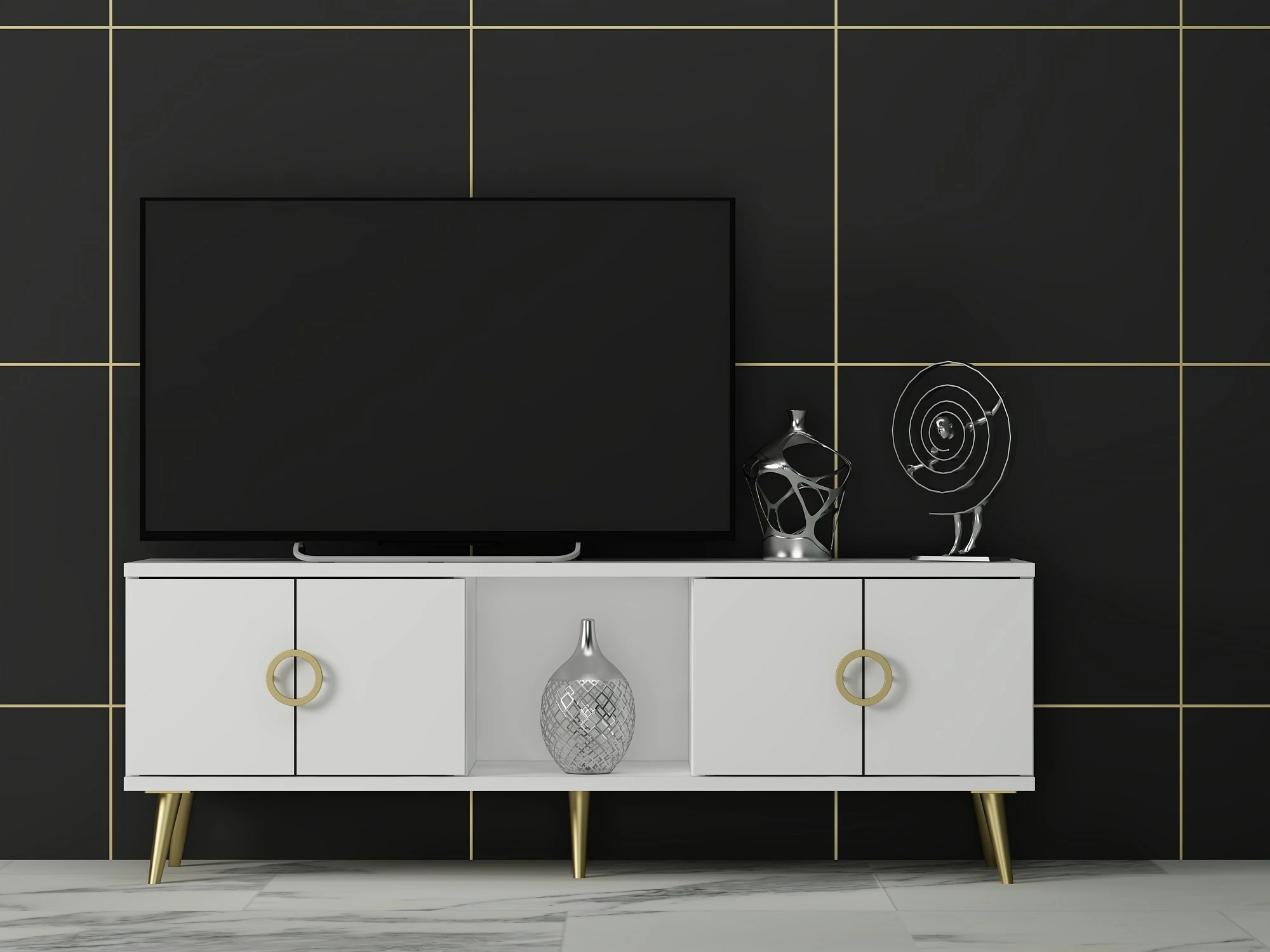 Komodë TV Hanah Home, Cey, e bardhë