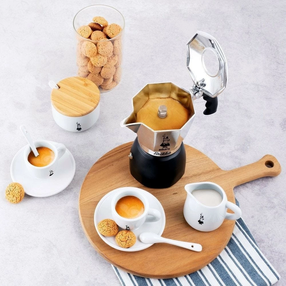 Brikë kafeje Bialetti New Brikka 2023, 2 filxhanë, alumini, e zezë/inox