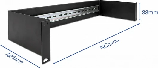Panel shinë DIN 19" DeLOCK 2U, metal, i zi