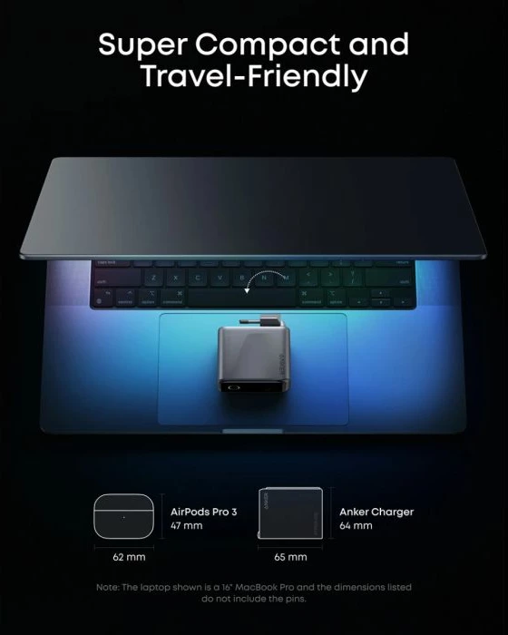 Karikues USB-C Anker Prime A2687341 160W GaN 3-port me ekran smart, i zi