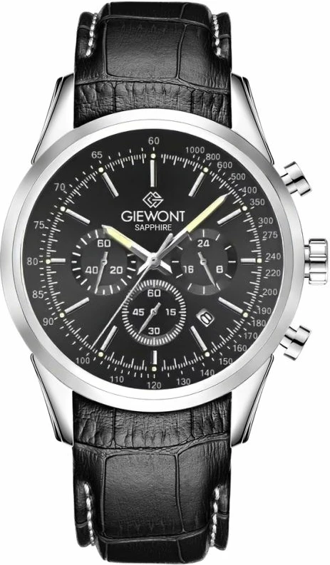 Orë dore meshkuj Giewont GW7650-A2, e zezë/argjendtë