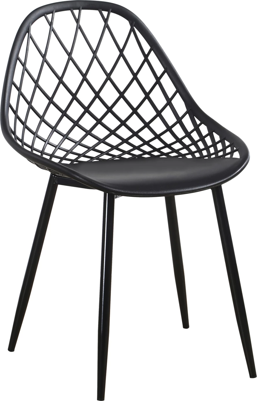 Karrige polipropileni, FH9524.02, ngjyrë e zezë, me këmbë metalike mat, 52x53x82H cm, set prej 4 copash