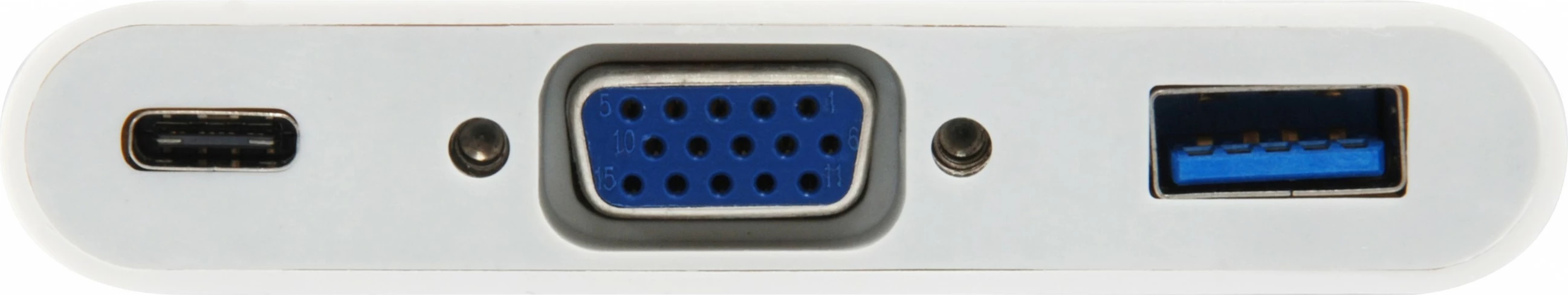 Adapter USB Type-C në VGA/USB-A/PD Equip, USB 3.2 Gen 1, e bardhë