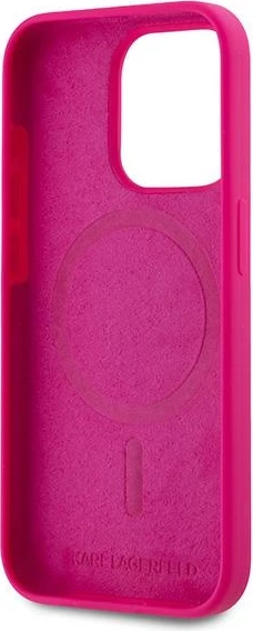 Mbështjellës Karl Lagerfeld Silicone Choupette Head MagSafe për iPhone 15 Pro Max, rozë