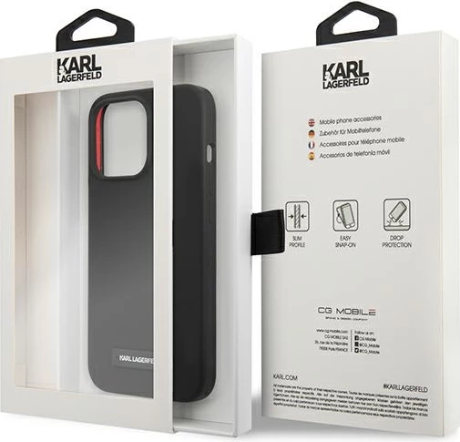 Mbështjellës Karl Lagerfeld për iPhone 13/13 Pro 6.1", silikon, i zi