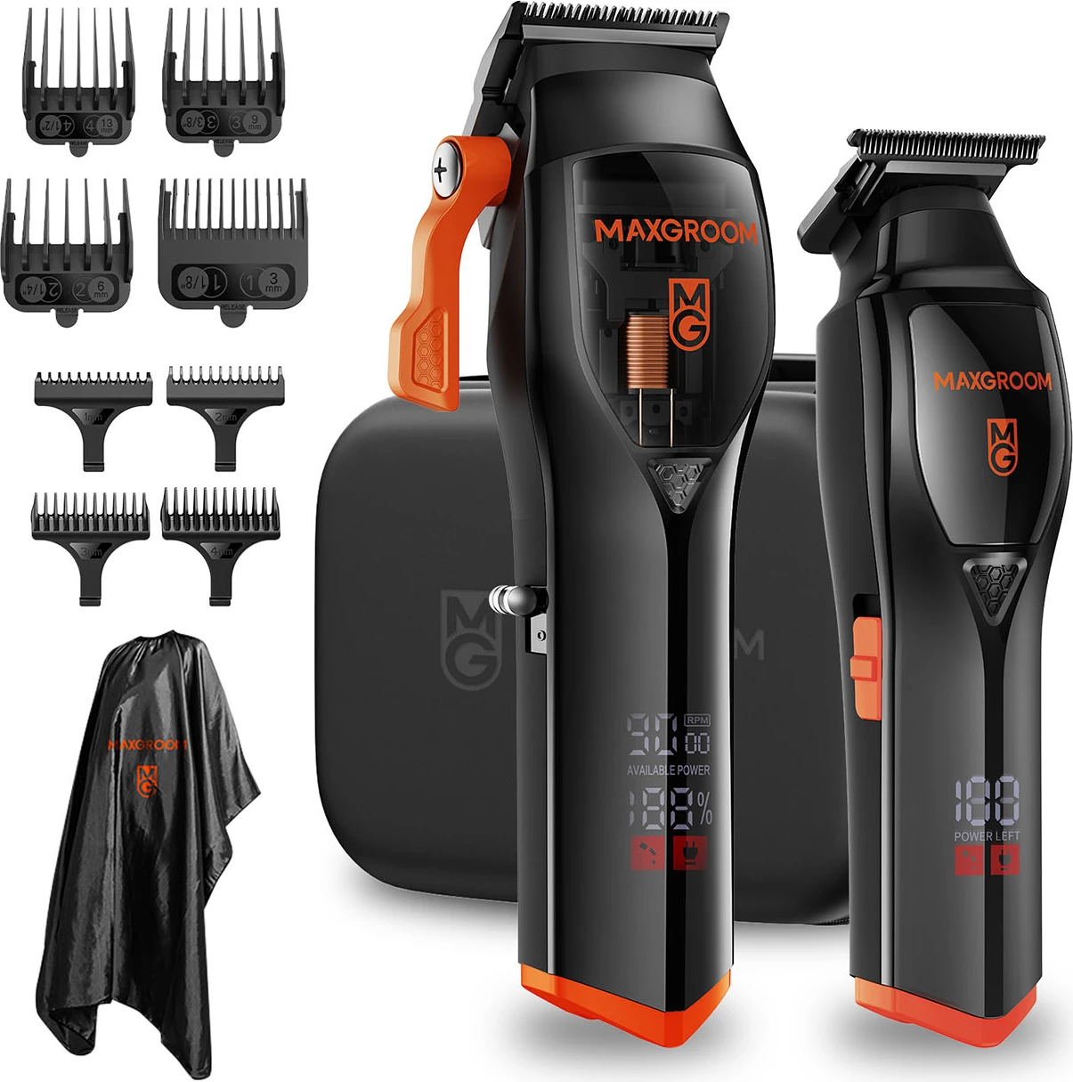 Set makinash rroje MAXGROOM WF-3908 multifunksionale me trimer, 2x2000 mAh, USB-C, me display, 100 min, e zezë