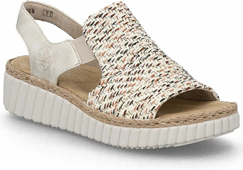 Sandale platforme femra Rieker 69276-60, bezhë