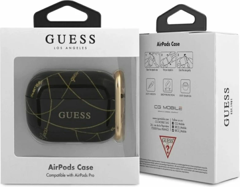Kapak AirPods Pro Guess GUACAPTPUCHBK Gold Chain, i zi