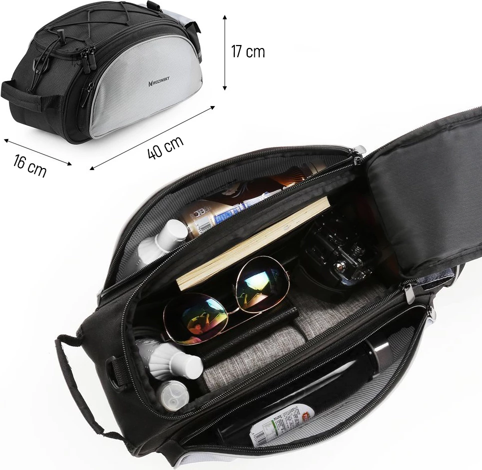 Çantë biçiklete Wozinsky WBB1BK, 13L, e zezë, me rrip shpatulle