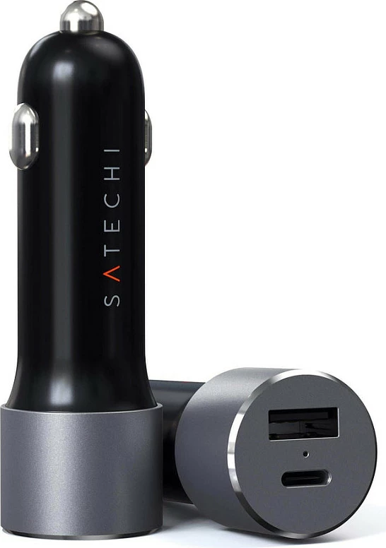 Karikues për veturë Satechi KFZ, USB-A/USB-C, zi/hiri