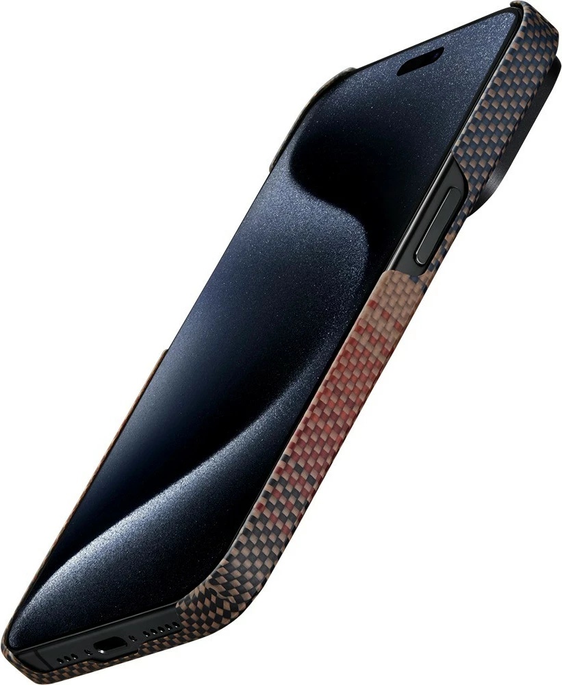 Mbështjellës Pitaka MagEZ Case 5 për iPhone 15 Pro, MagSafe, 0.69 mm, Sunset kafe/portokalli 8