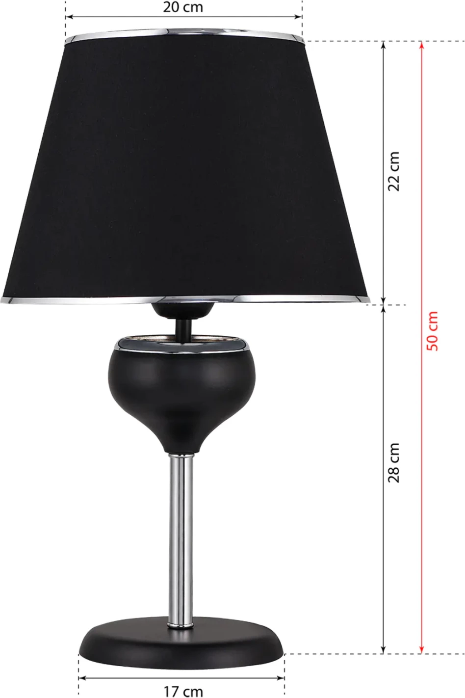 Llambë tavoline FH1, e zezë-krom, Φ20x50