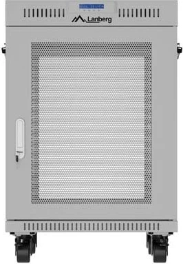 Kabinet rack LANBERG 19" 15U 600x800, derë e perforuar, me rrota, gri