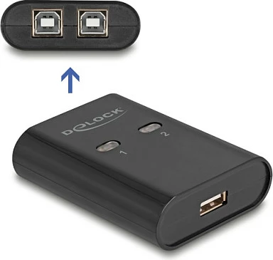 Switch USB 2.0 DeLOCK 2 PC në 1 pajisje, 0.48 Gbit/s, i zi