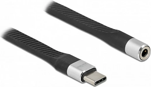 Kabllo adapter DeLOCK FPC USB-C në 3.5mm, 10 cm, e zezë/argjendtë