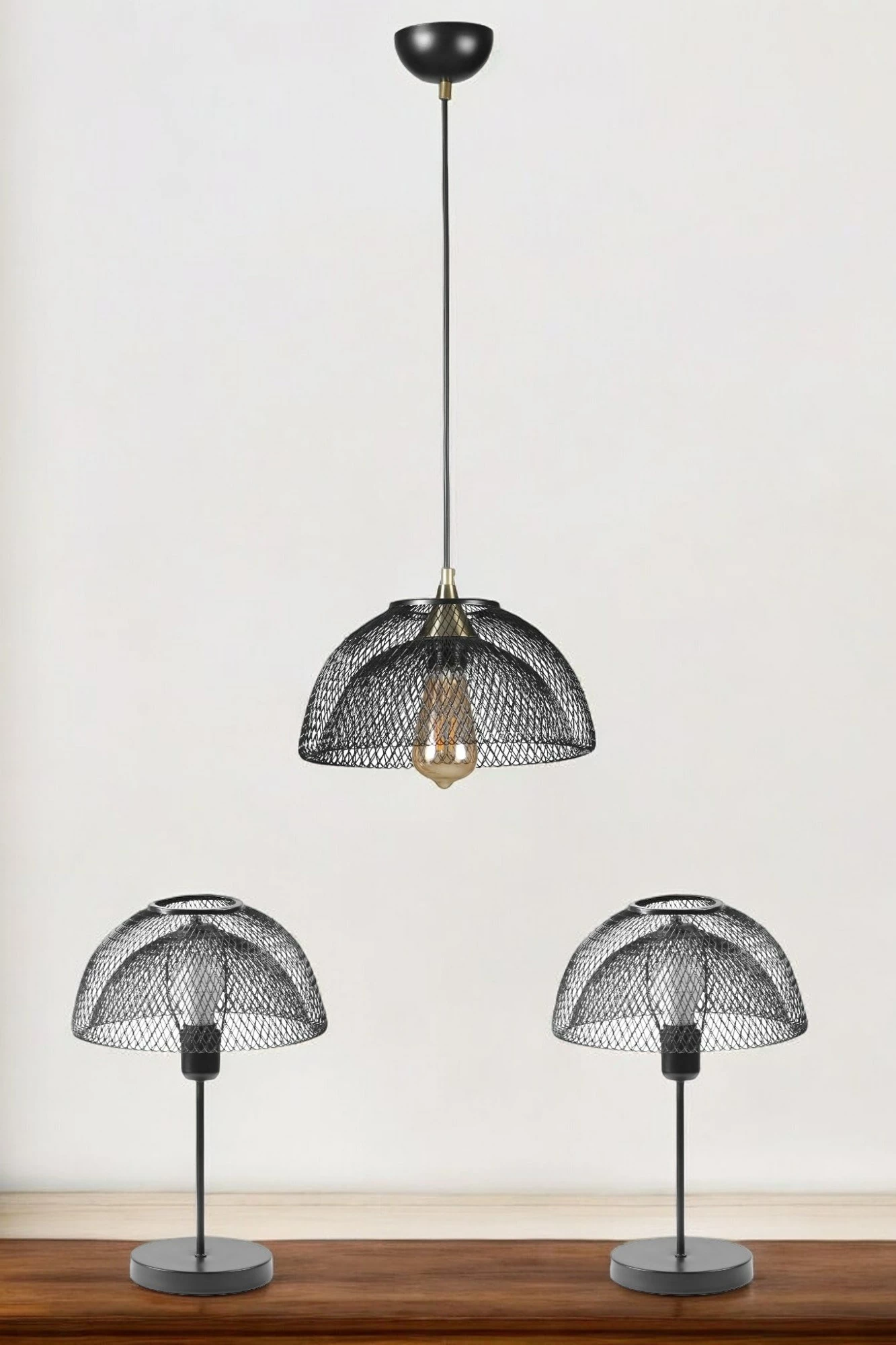 Set llambë tavani dhe llamba tavoline, ngjyrë e zezë, Opviq, 8871-5