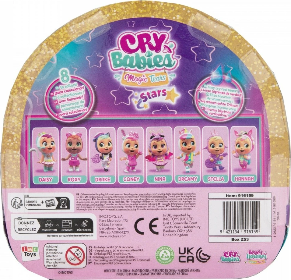 Kukull Cry Babies Magic Tears Di Stars Talent Coney, Tm Toys, plastikë, me aksesorë, rozë/bardhë