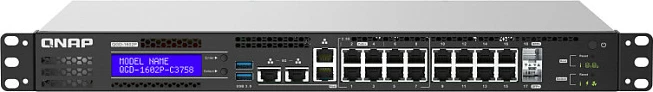 Switch QNAP QGD-1602P, 16x Gigabit RJ-45, 8x 2.5GbE, mbështetje 10G, 1U Rack