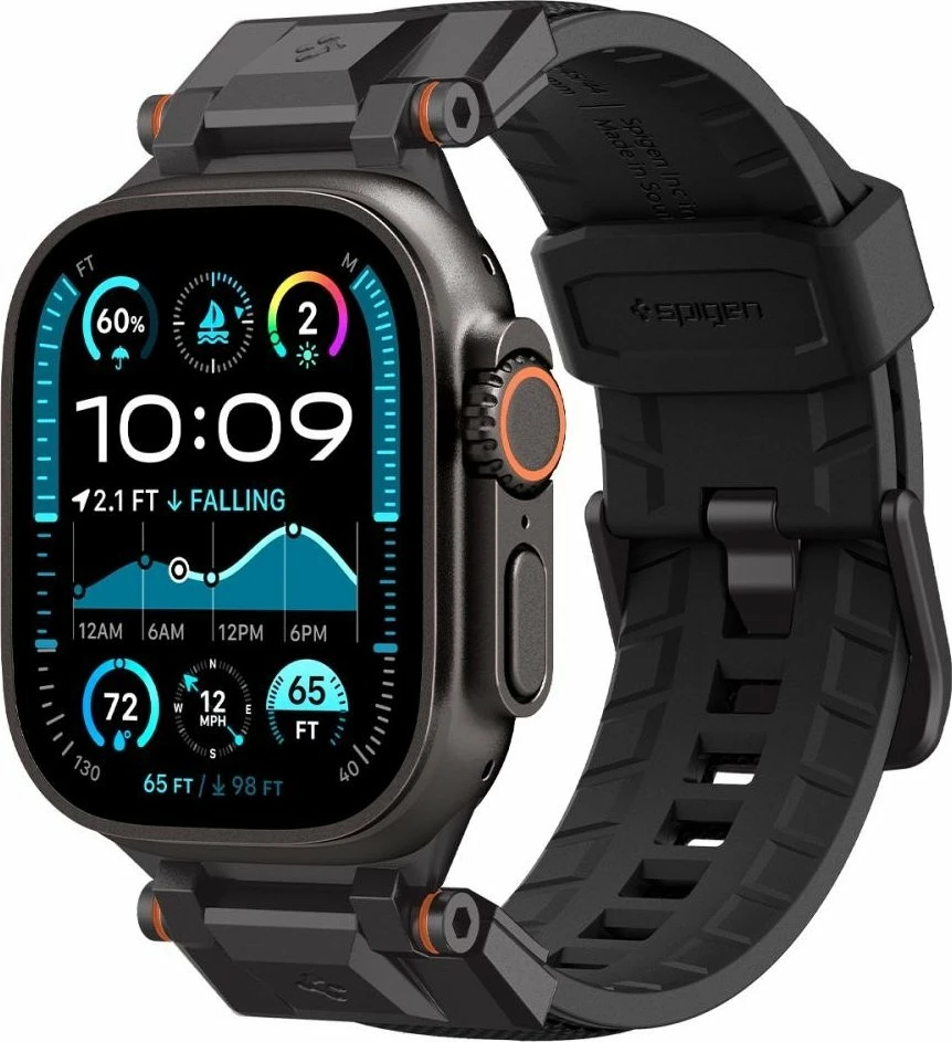 Kornizë mbrojtëse me rrip për Smartwatch Spigen DuraPro Armor, për Apple Watch 6/7/8/9/10/SE/Ultra 1/2 44/45/46/49 mm, e zezë