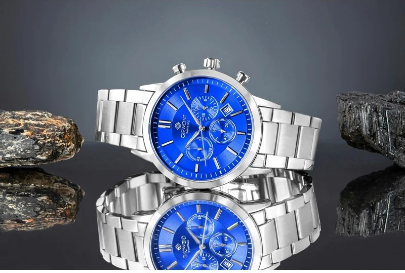 Orë dore meshkuj Giewont GW8510-B3, argjendtë/blu