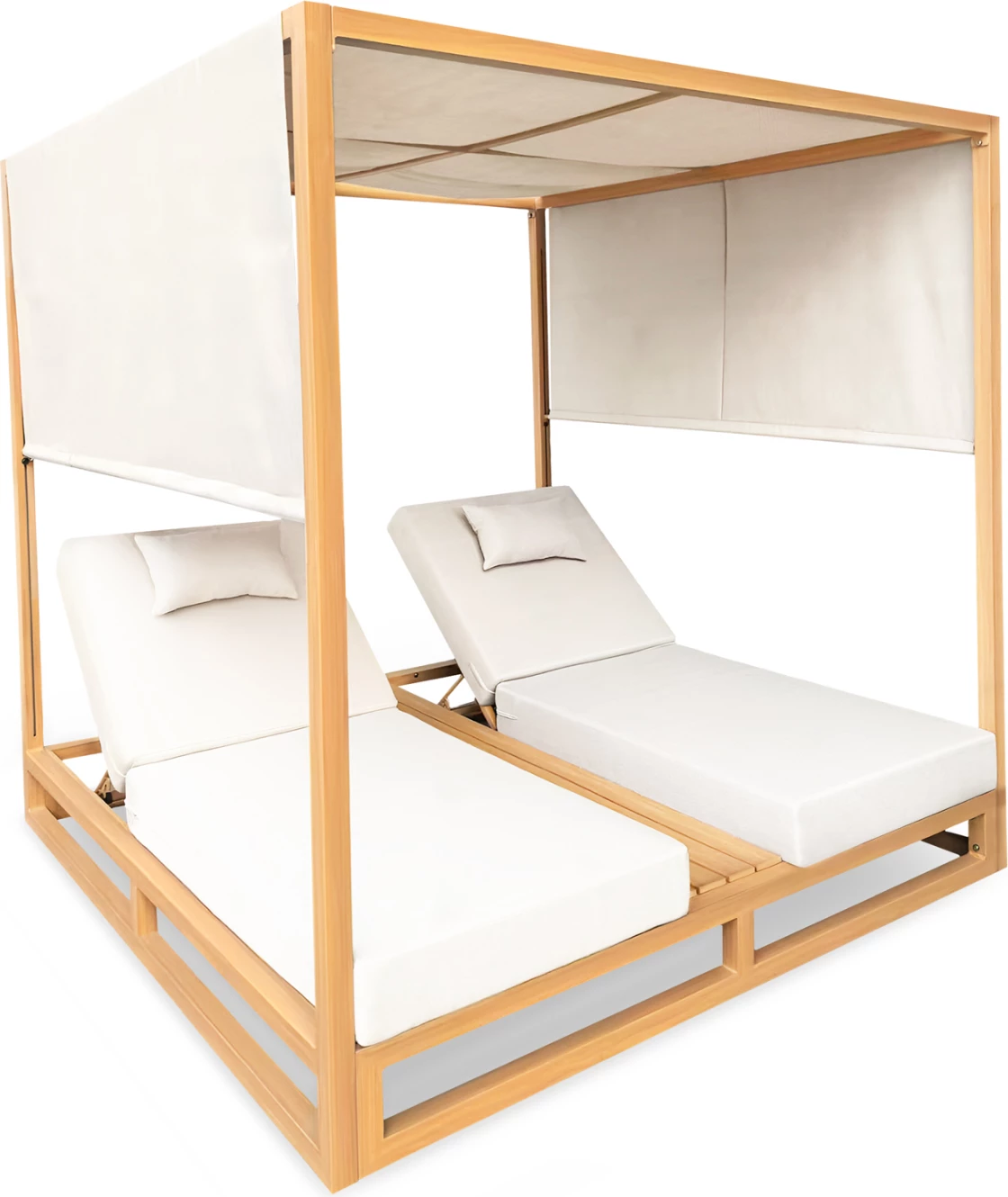 Shezlong dyshe me hije, GALLANT CD6097.10, alumin, jastëkë bezhë, 200x200x200cm