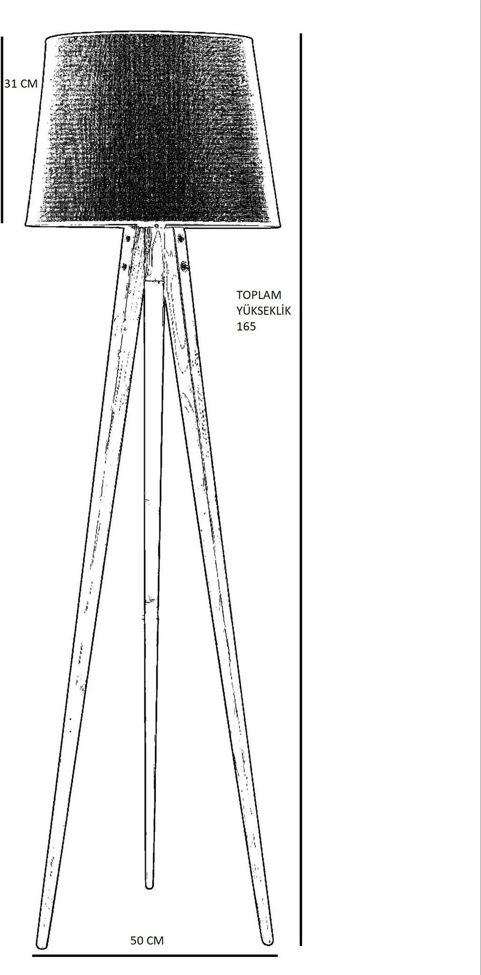 Llambë dyshemeje Opviq, tripod, ngjyrë arre dhe e zezë, abazhuri prej pëlhure
