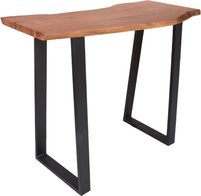 Tavolinë për bar Miles, dru akacie masiv, ngjyrë arre, këmbë metalike të zeza, 120x53x97cm