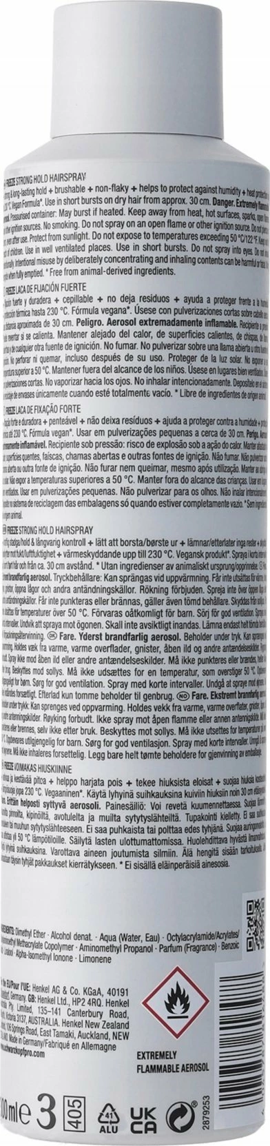 Llak flokësh Schwarzkopf Professional Osis+ Freeze Strong Hold 300 ml
